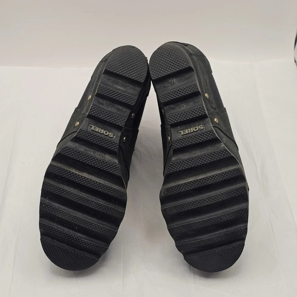 Sorel‎ Lea Wedge Leather Chelsea Boot 7.5 Black Waterproof Outdoor Pull On Tab
